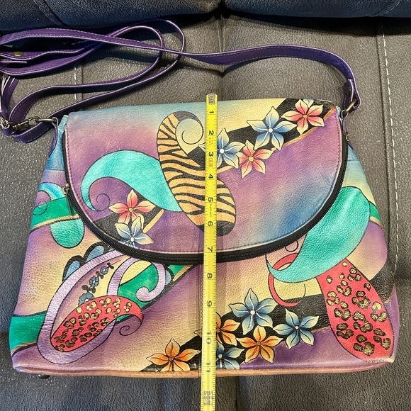 Anuschka Hand Painted Bag with Matching Wallet - Picture 14 of 16
